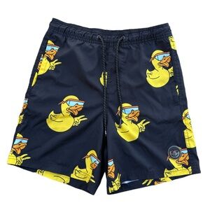 Neff  Swim Trunks with Duck Design - Black and Yellow